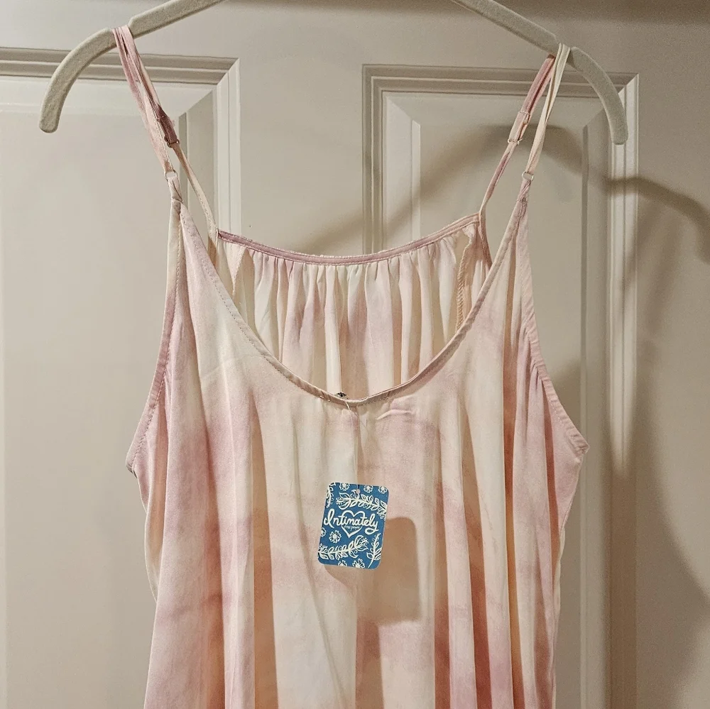 Free People Full On Maxi Slip Dress Flowy Relaxed Tiered Ruffle Hem Pink Sm NWT - Picture 12 of 16